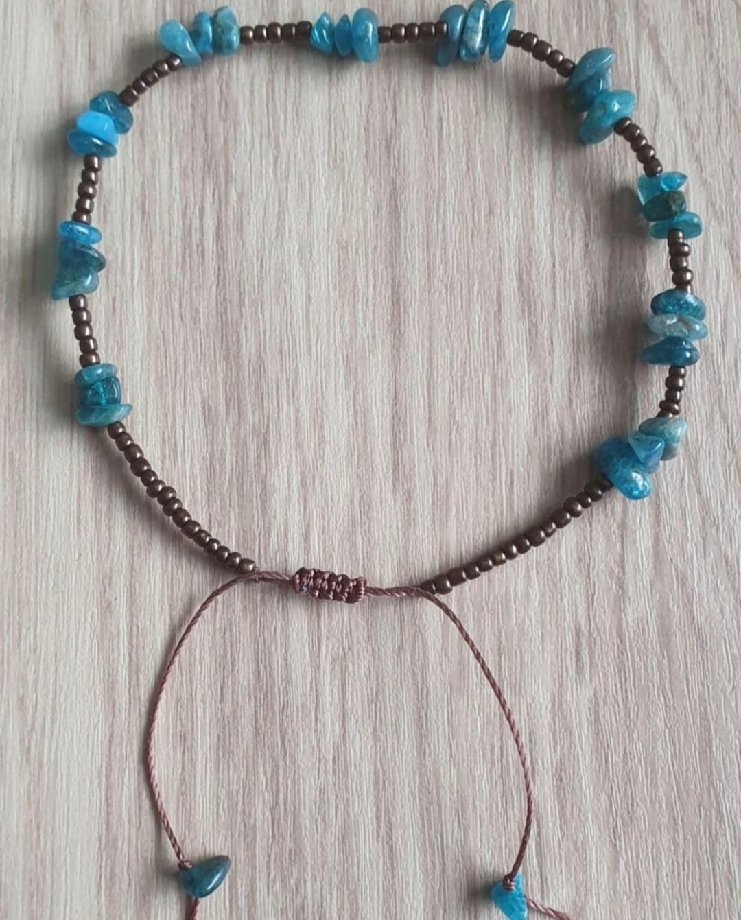 "Blue Apatite Crystal Anklet"