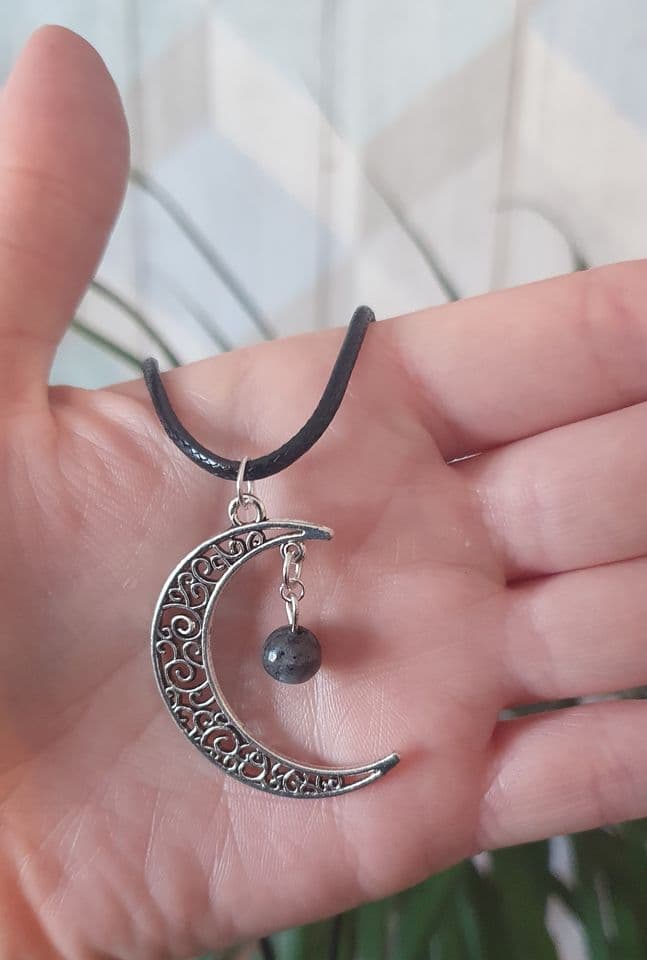 Pearl Spar Crescent Moon Necklace