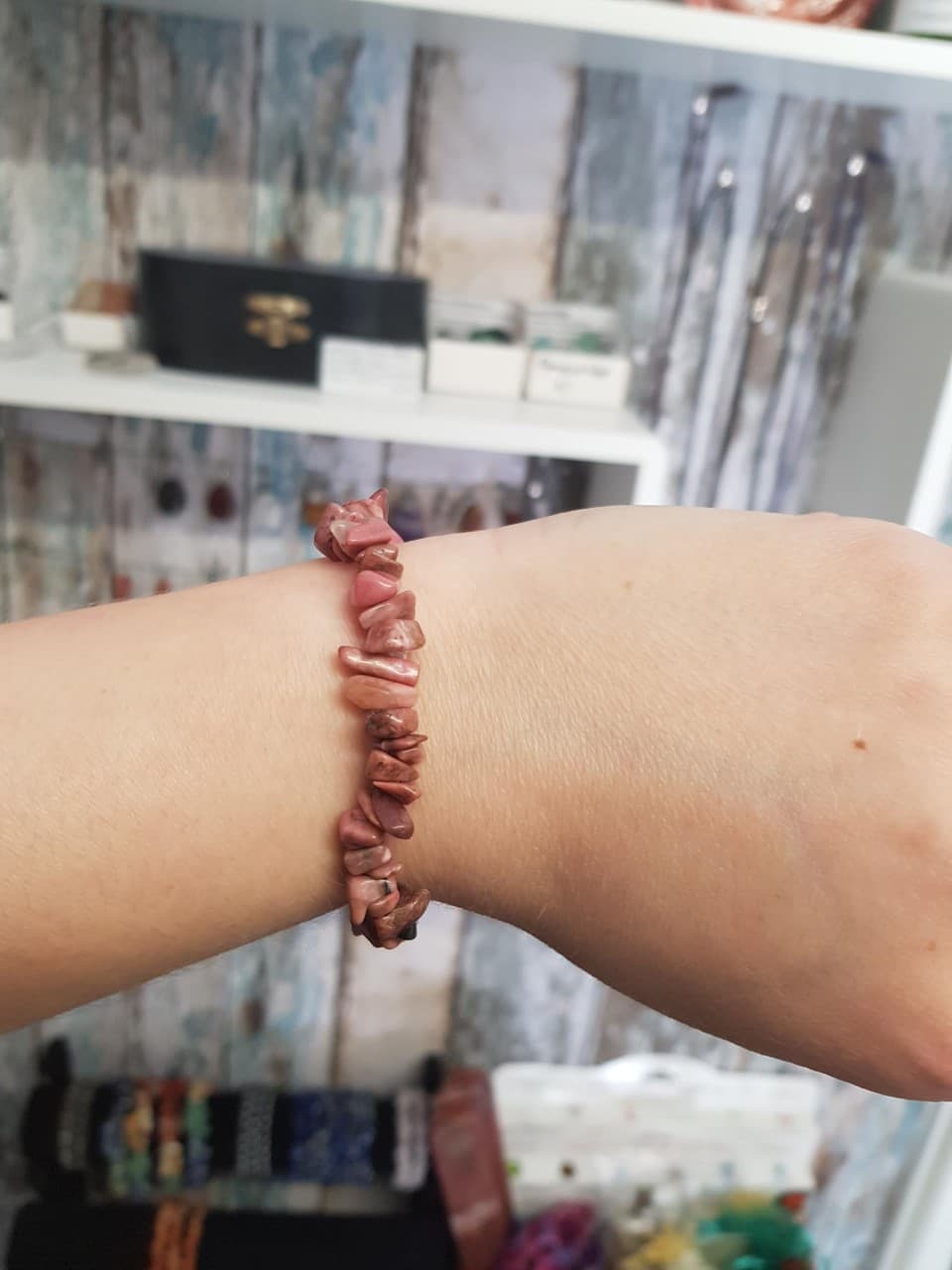 "Rhodonite Chip Bracelet"