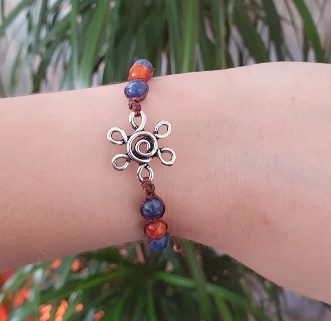 Sodalite & Fire Agate Macrame Bracelet