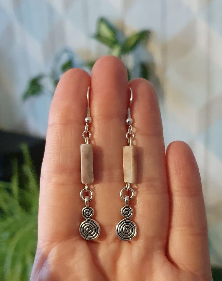 Rhodonite Squiggle Earrings