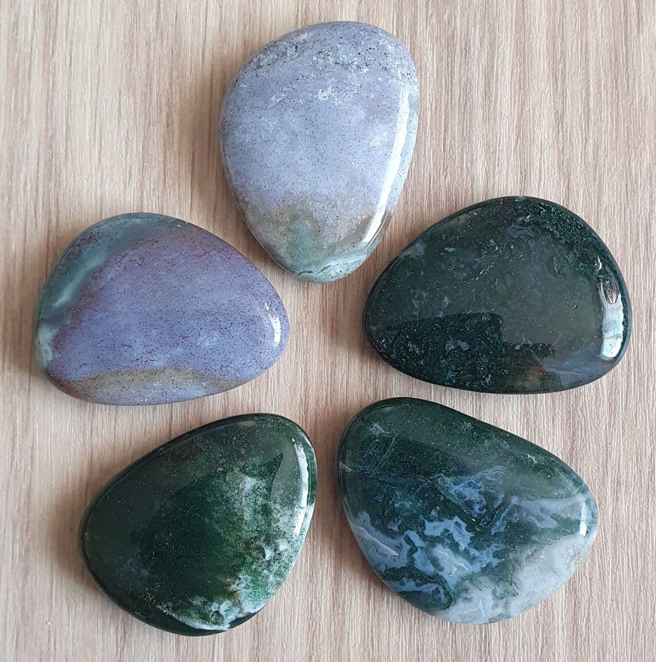 Green Moss Agate Worry Stone