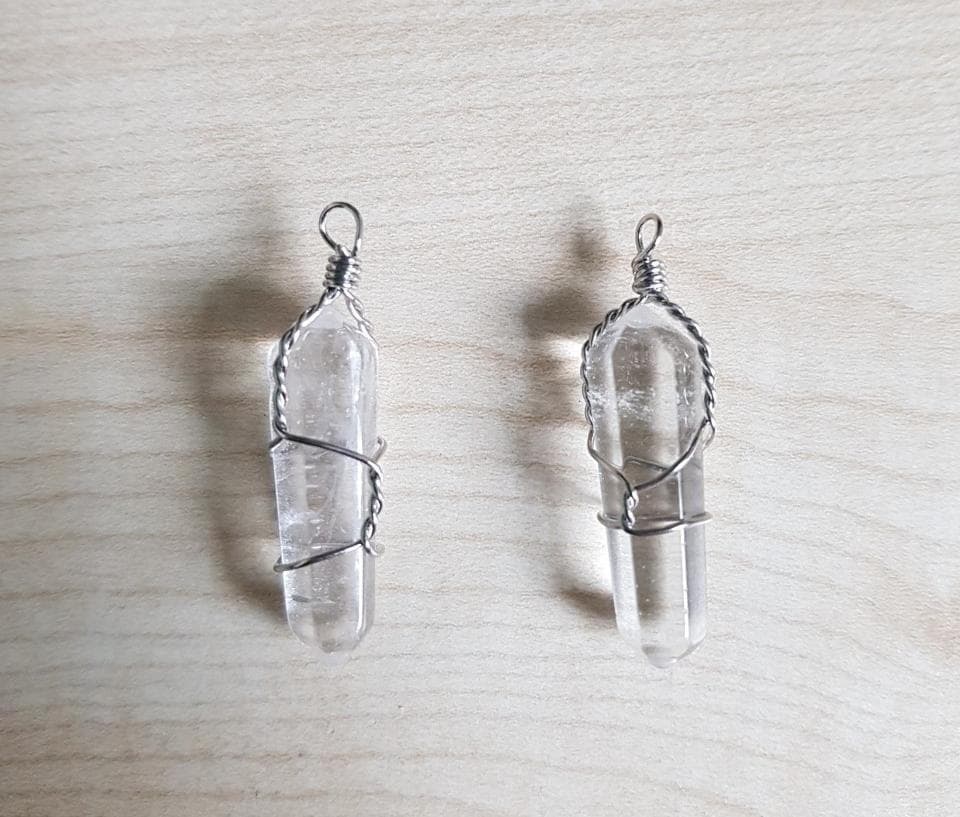 Clear Quartz Wire Wrapped Point Pendant